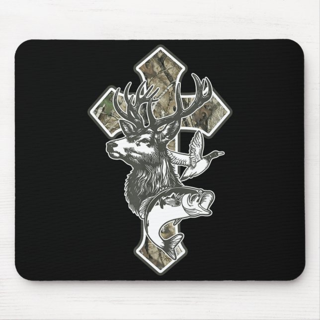 Duck Deer Dove Camo Cross Christian Hello Hunting  Musmatta (Framsidan)