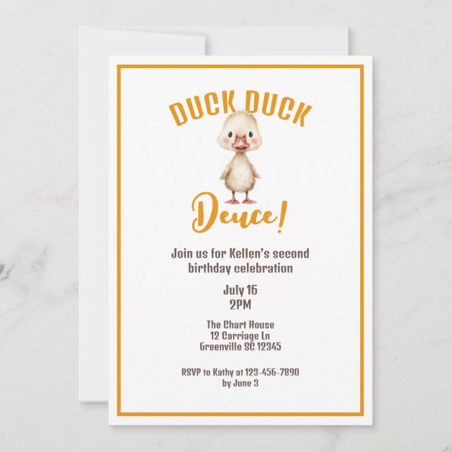 Duck Duck Deuce Andra Födelsedagen  Inbjudningar (Framsida)