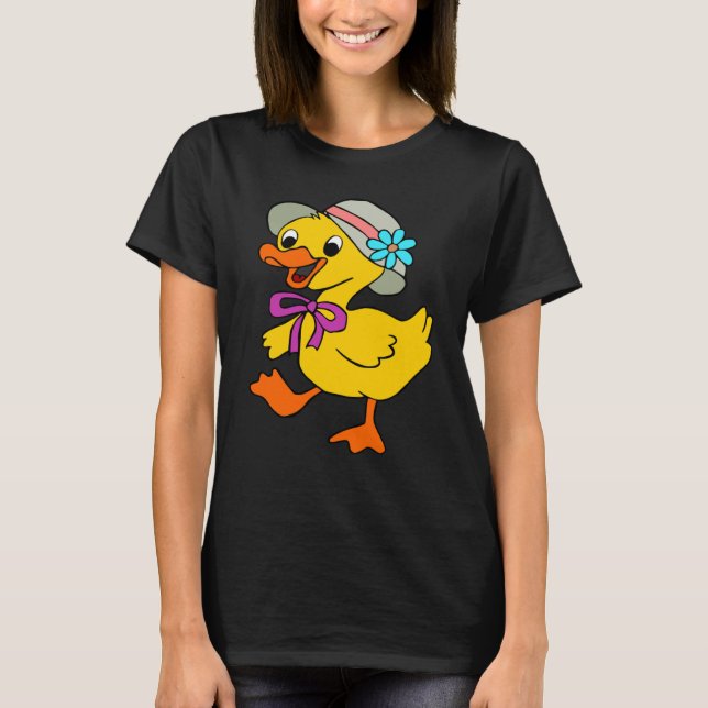 DUCK DUCKLING HAT RIBBON EASTER DUCK GOOSE BIRD T SHIRT (Framsida)