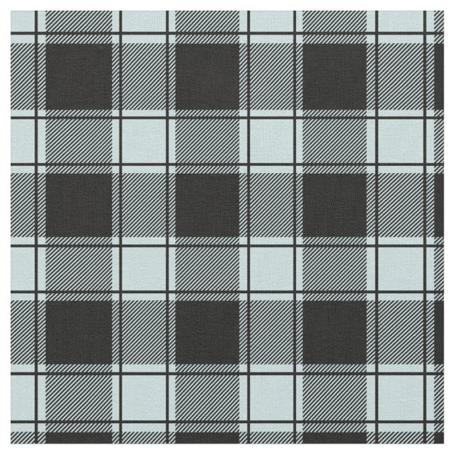 Duck Egg Blue & Black Buffalo Plaid Tyg (Närbild)