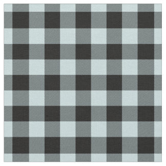 Duck Egg Blue & Black Plaid Gingham Tyg