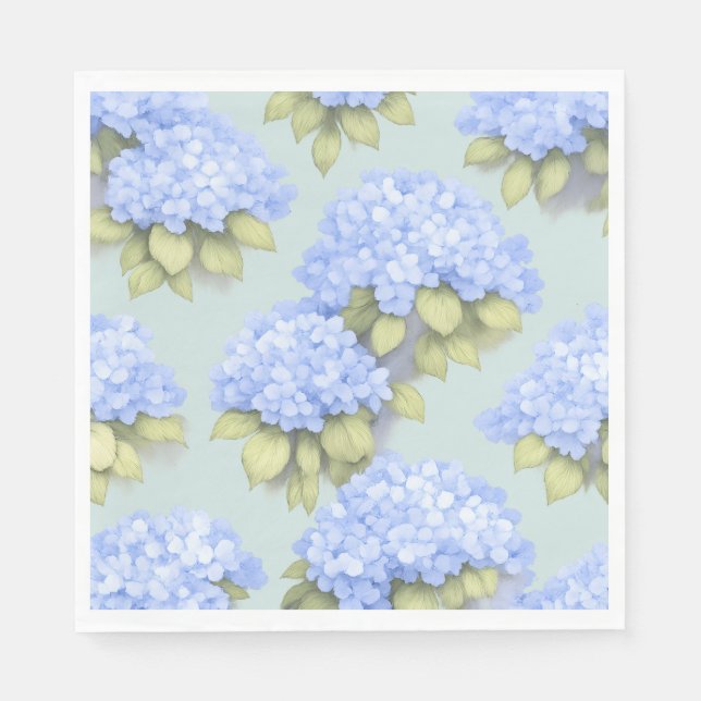 Duck Egg Blue Hydrangea Standard Luncheon Napkins Pappersservett (Framsidan)