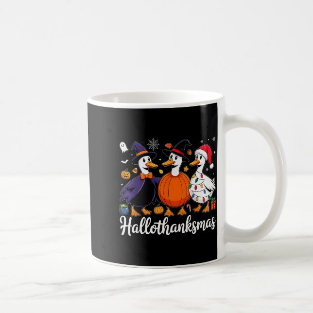 Duck Halloween Thanksgiving Christmas Happy Hallot Kaffemugg (Höger)