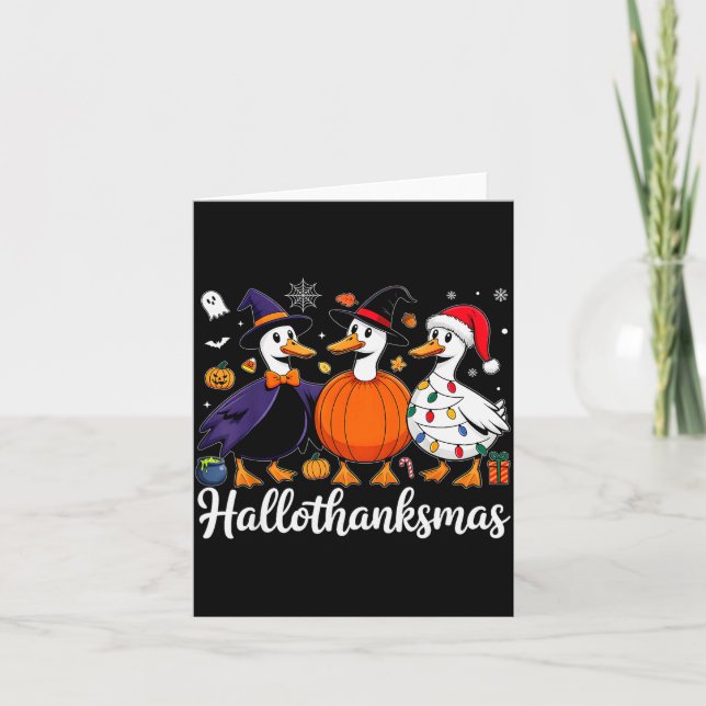 Duck Halloween Thanksgiving Christmas Happy Hallot Kort (Framsida)