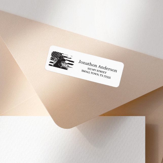 Duck Hunting Dog American Flag Address Label Returadress Etikett (Skapare uppladdad)