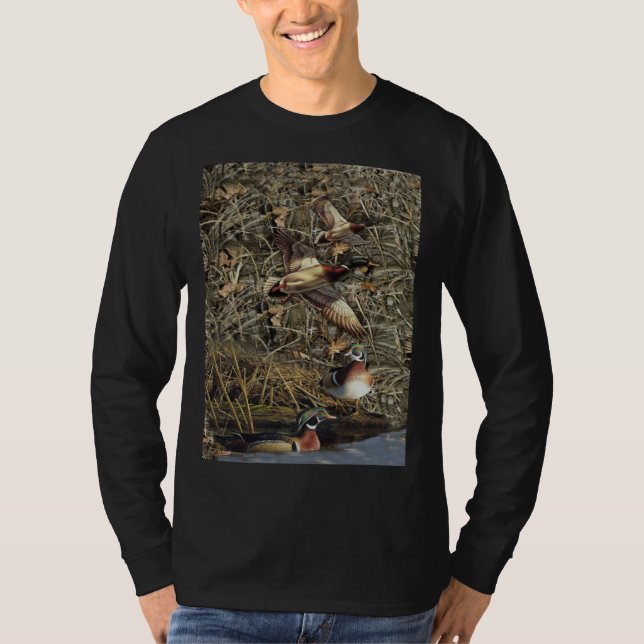 Duck Hunting waterfowl camo T Shirt (Framsida)