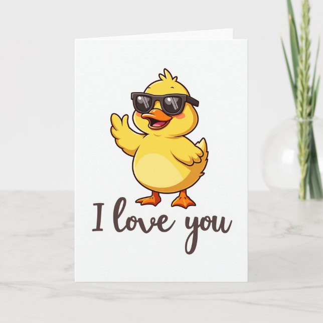 Duck In Sunglasses I Love You Card Kort (Framsida)
