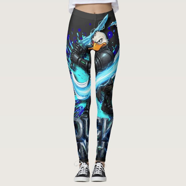 Duck Knight 3D Cyber Duck Warrior T-shirt Leggings (Framsida)