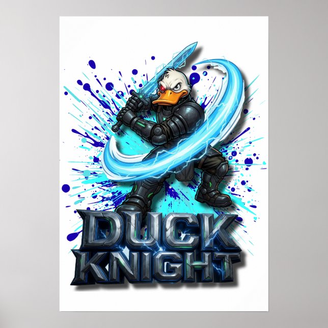 Duck Knight 3D Cyber Duck Warrior T-Shirt Poster (Framsidan)
