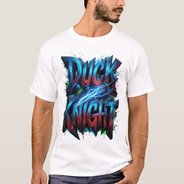 Duck Knight 3D Cyber Graffiti-logotyp  T Shirt (Framsida)