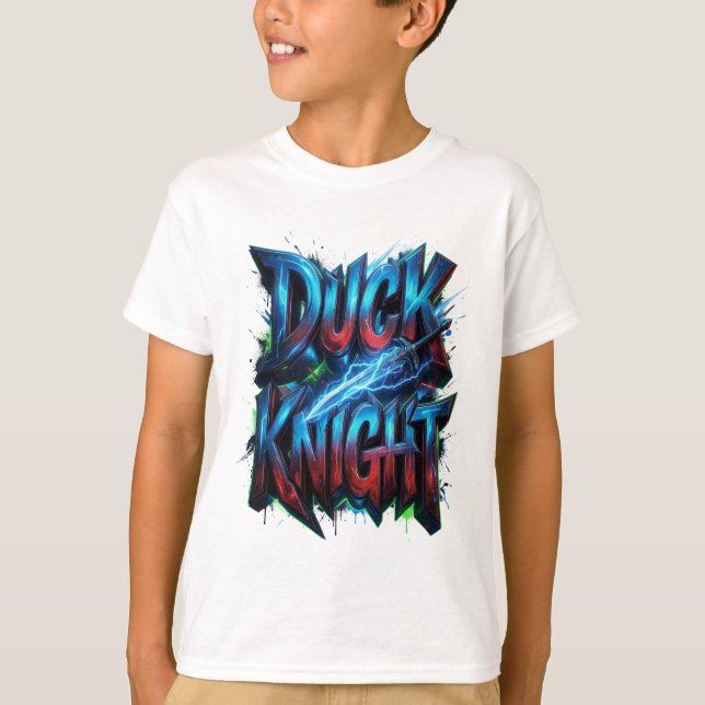 Duck Knight 3D Cyber Graffiti-logotyp  T Shirt (Framsida)