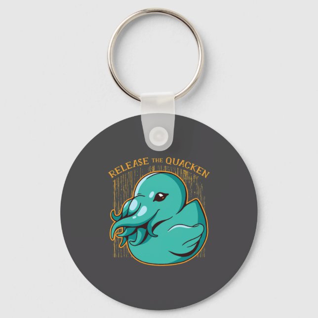 Duck Kraken Release The Quacken Funny Rubber Boxer Nyckelring (Framsida)