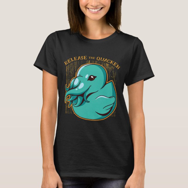 Duck Kraken Release The Quacken Funny Rubber Boxer T Shirt (Framsida)