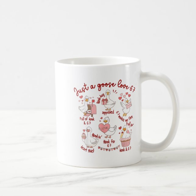 Duck Love 67 Goose Valentine Lover Funny Valentine Kaffemugg (Höger)