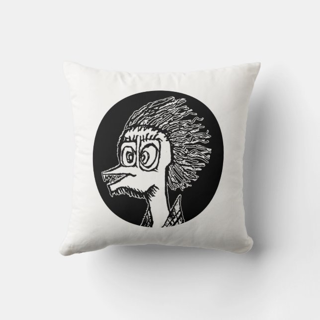 Duck man portrait sketchy drawing kudde (Baksida)