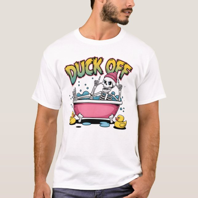 Duck Off Funny Skeleton Design-61161 T Shirt (Framsida)