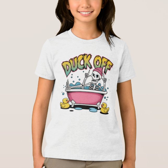 Duck Off Funny Skeleton Design-61161 T Shirt (Framsida)