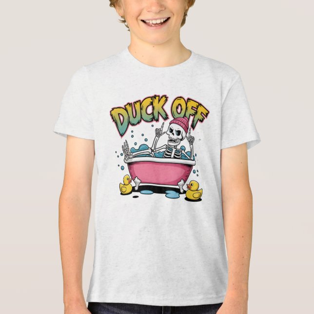 Duck Off Funny Skeleton Design-61161 T Shirt (Framsida)