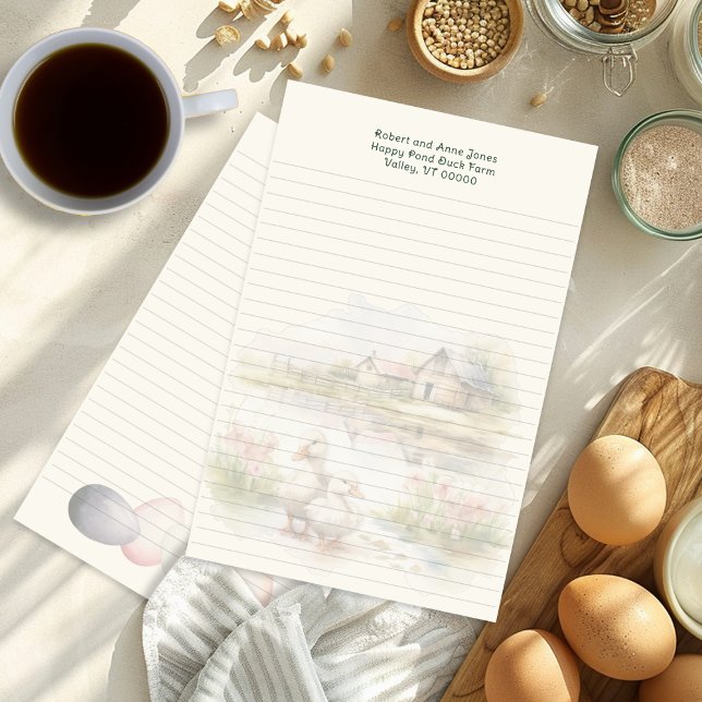 Duck Pond Country Homestead Lined Writing Paper Brevpapper (Skapare uppladdad)
