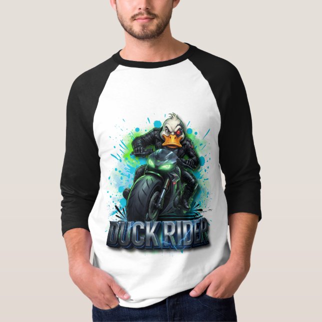 Duck Rider 3D Cyber Duck Motorcykel T-Shirt (Framsida)