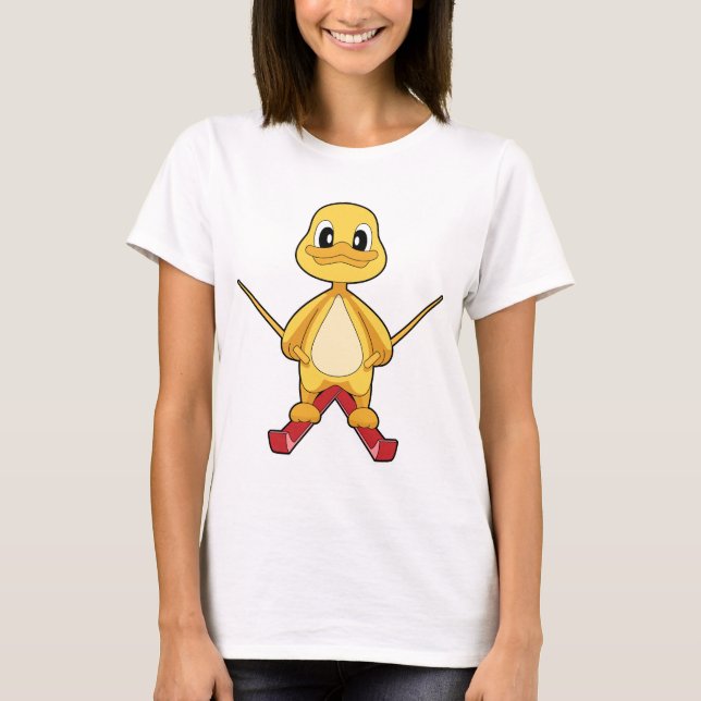 Duck Skier Ski Winter sports T Shirt (Framsida)