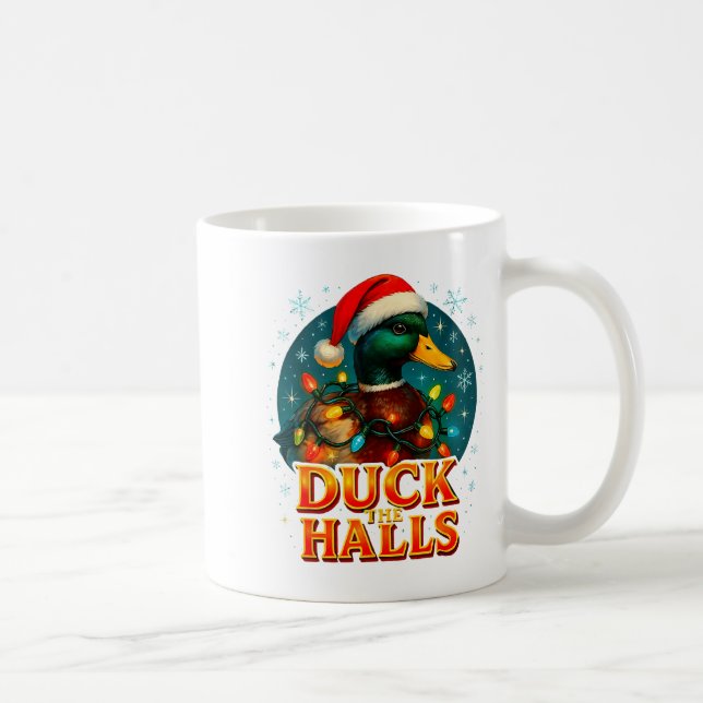 Duck The Halls Funny Christmas Lights Hunting Seas Kaffemugg (Höger)