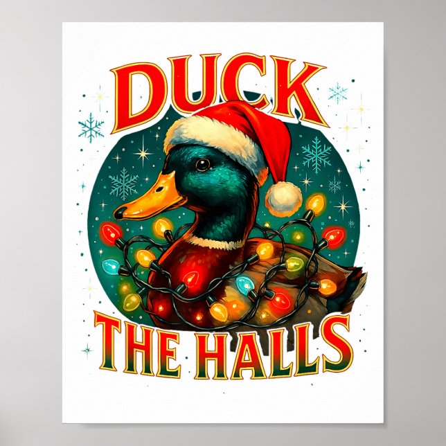 Duck The Halls Funny Christmas Lights Hunting Seas Poster (Framsidan)