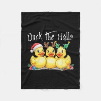 Duck The Halls Santa Hatt Ren Öron Julgran Jul Fleecefilt