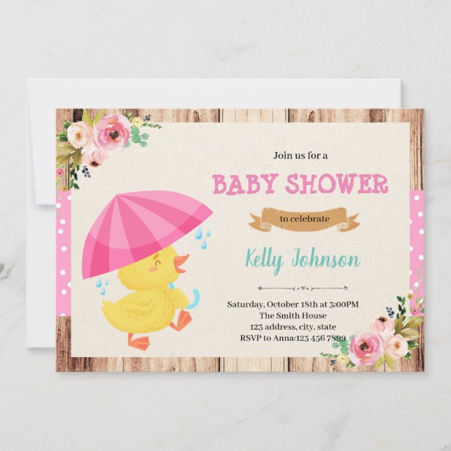 Duck umbrella shower invitation inbjudningar (Framsida)
