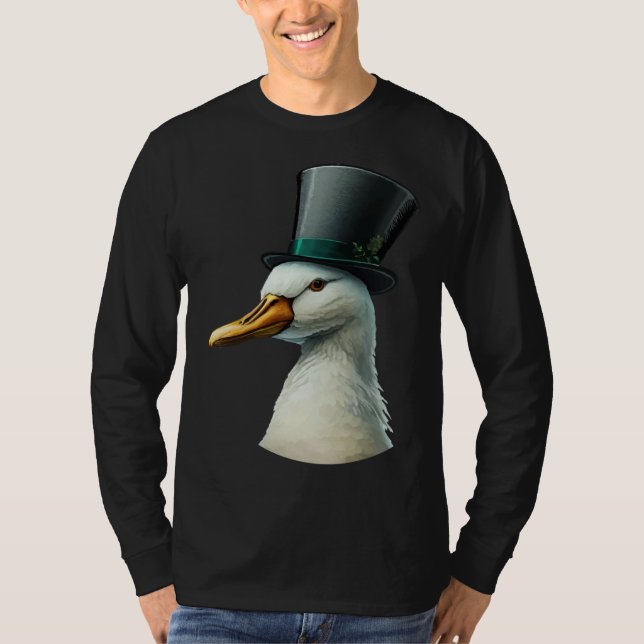 Duck Wearing Fancy Top Hat T Shirt (Framsida)