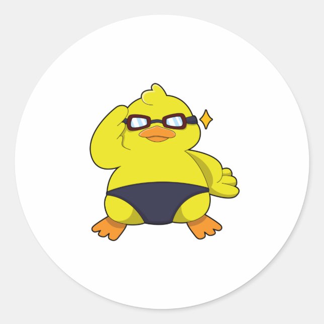 Duck with Sunglasses Runt Klistermärke (Framsida)