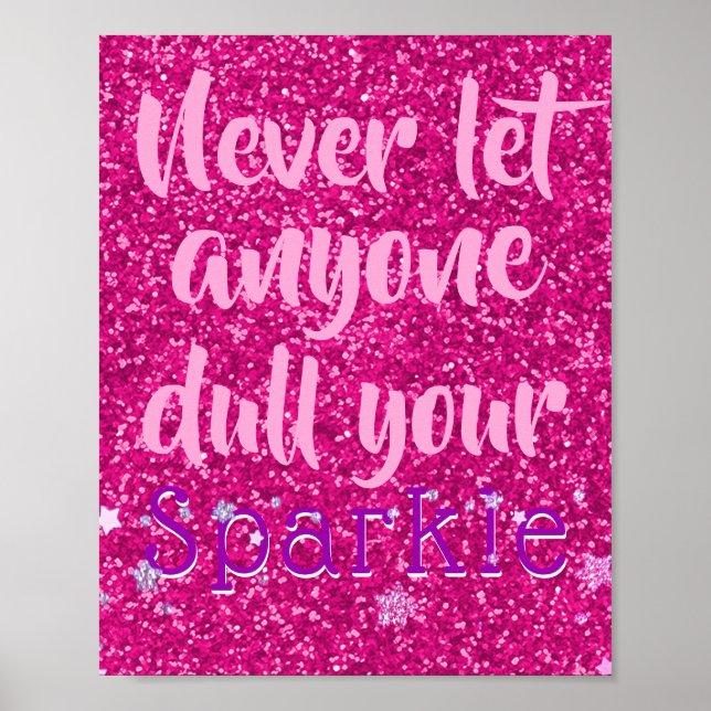 Ducka aldrig din Gnistra Rosa Glitter Poster (Framsidan)