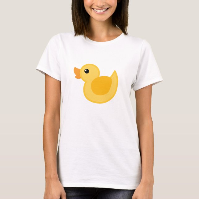 Ducka T-tröja i gult och vit - Ducky gummi Tee (Framsida)