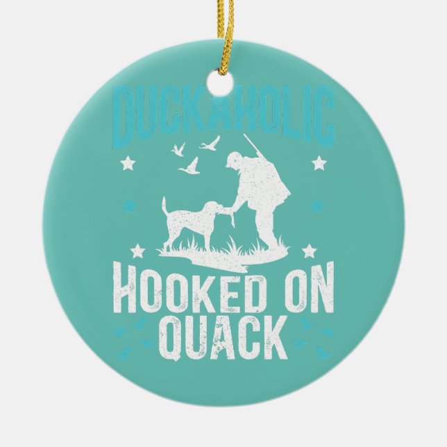 Duckahooking på Quack Waterfowl Hunting Julgransprydnad Keramik (Framsidan)