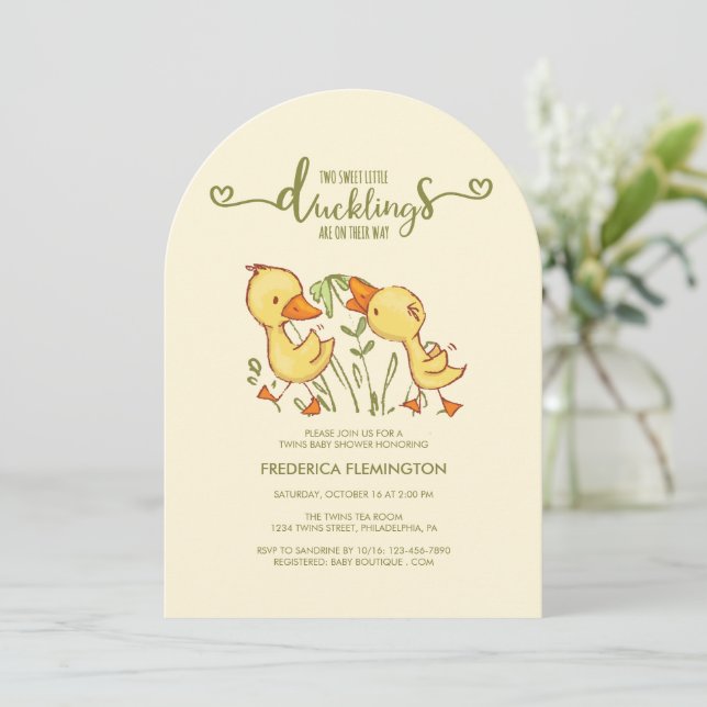 Duckande Twillingar Baby Shower Inbjudningar (Stående Fram)
