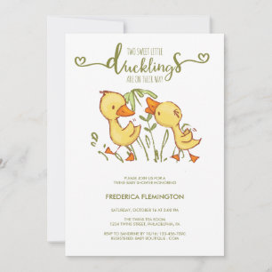 Duckande Twillingar Baby Shower Inbjudningar