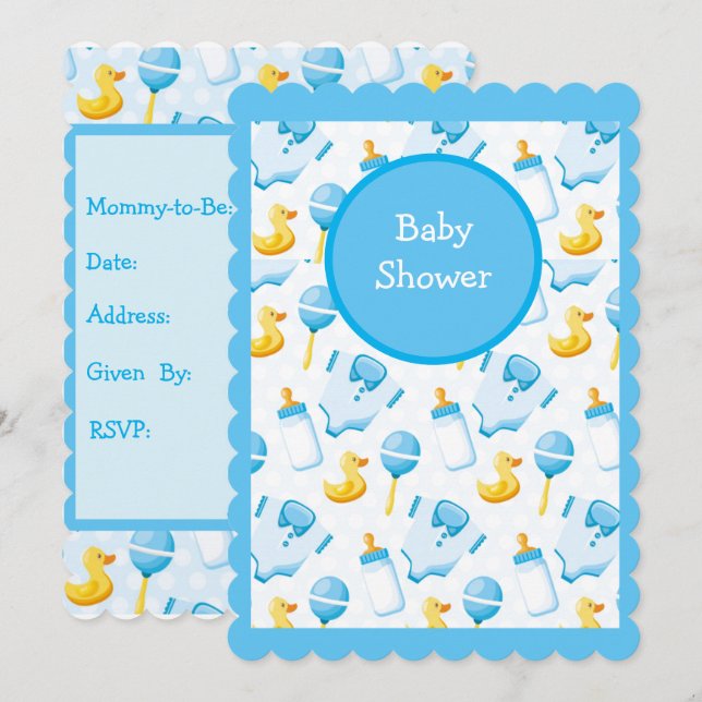 Duckie Baby Shower Inbjudningar (Fram/baksida)