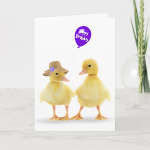 Ducking och Lila Balloon Birthday Kort