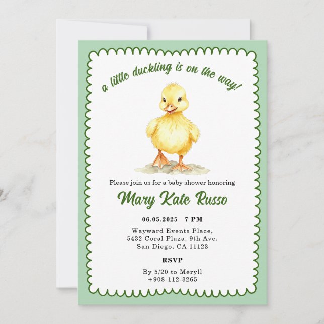 Duckling Baby Shower Inbjudningar (Framsida)