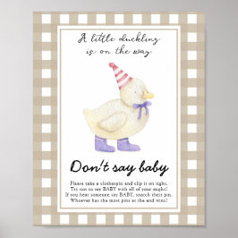 Duckling Baby Shower - säg inte baby Poster