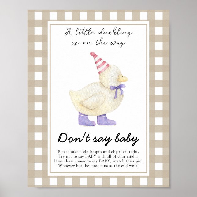 Duckling Baby Shower - säg inte baby Poster (Framsidan)