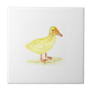 Duckling Boskap vattenfärg Farmyard art Kakelplatta