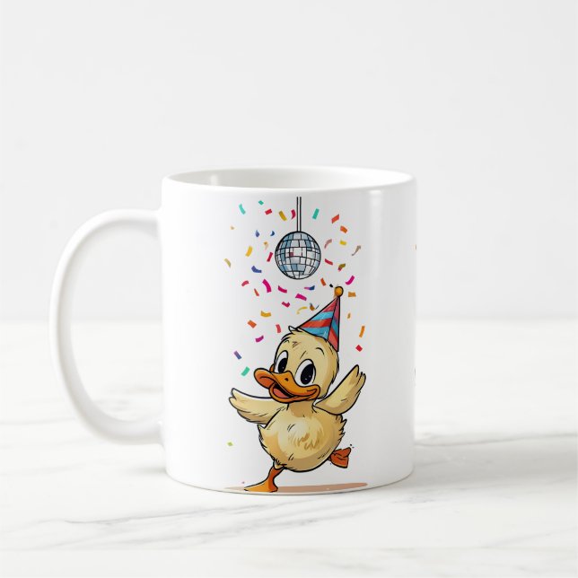 Duckling Danning under Disco Boll med Confetti Kaffemugg (Vänster)