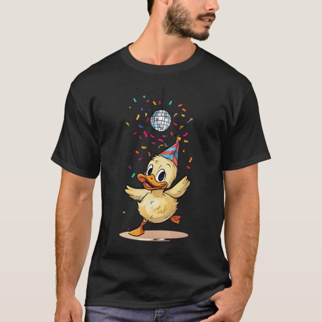 Duckling Danning under Disco Boll med Confetti T Shirt (Framsida)