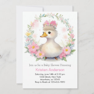 Duckling Delight Girl Baby Shower Inbjudningar