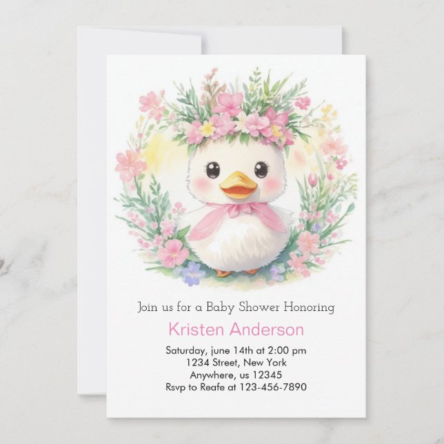 Duckling Dreams: Baby Shower Inbjudningar (Framsida)