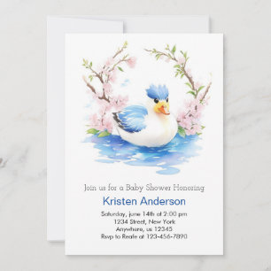 Duckling Enchanted Watercolor Boy Shower Inbjudningar