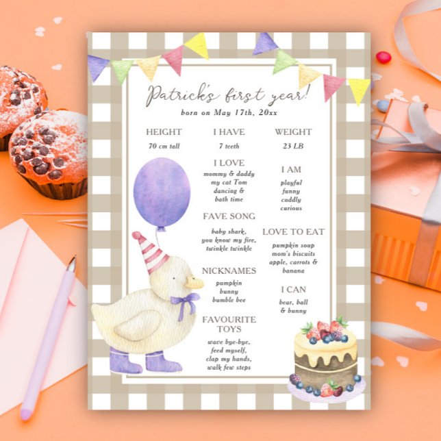 Duckling First Birthday Milestone Birthday Poster (Skapare uppladdad)