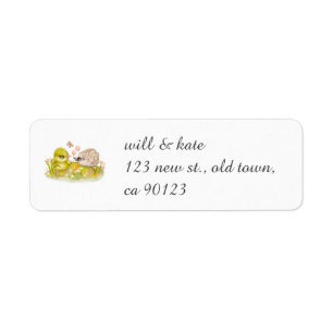 Duckling Hedgehog och Butterfly Returadress Etikett