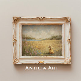 Duckling i Hat Painting Rustic Sjö Ligcape Poster